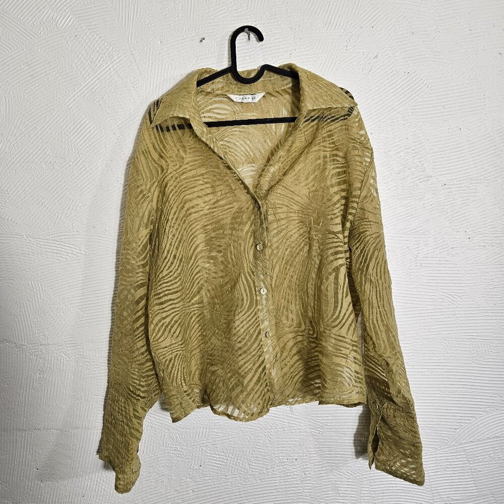 Vintage Brat Green Zebra Button Down